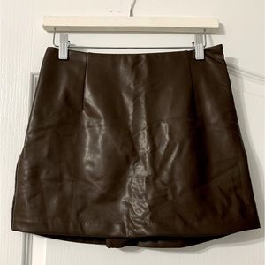 NWT A&F Vegan Leather Mini Skort - Dark Brown - Small